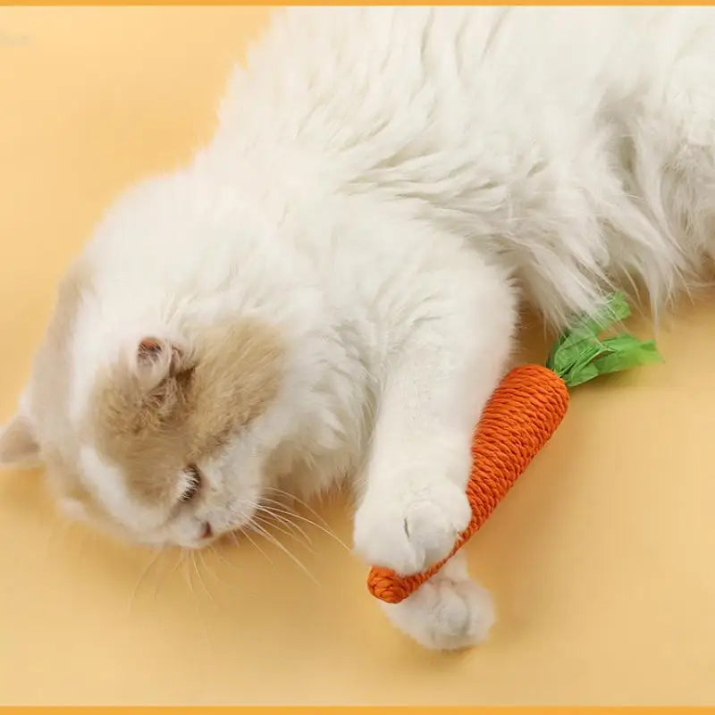 Cat Toy Carrot Sound Cat Stick Bite Resistant Paper Rope Scratcher Clean Teeth Cat Chew Toy Interactive Toy for Cat Pet Product