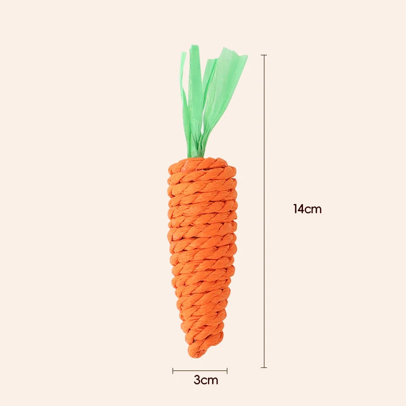 Cat Toy Carrot Sound Cat Stick Bite Resistant Paper Rope Scratcher Clean Teeth Cat Chew Toy Interactive Toy for Cat Pet Product