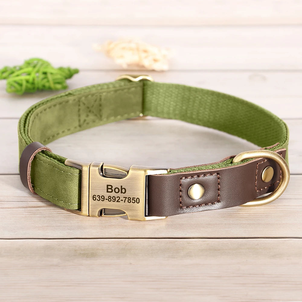 Personalized Dog Collar Leash PU Leather Dog Collars With Walking Lead Rope Free Custom Pet ID Necklace for Small Large Dogs Pug