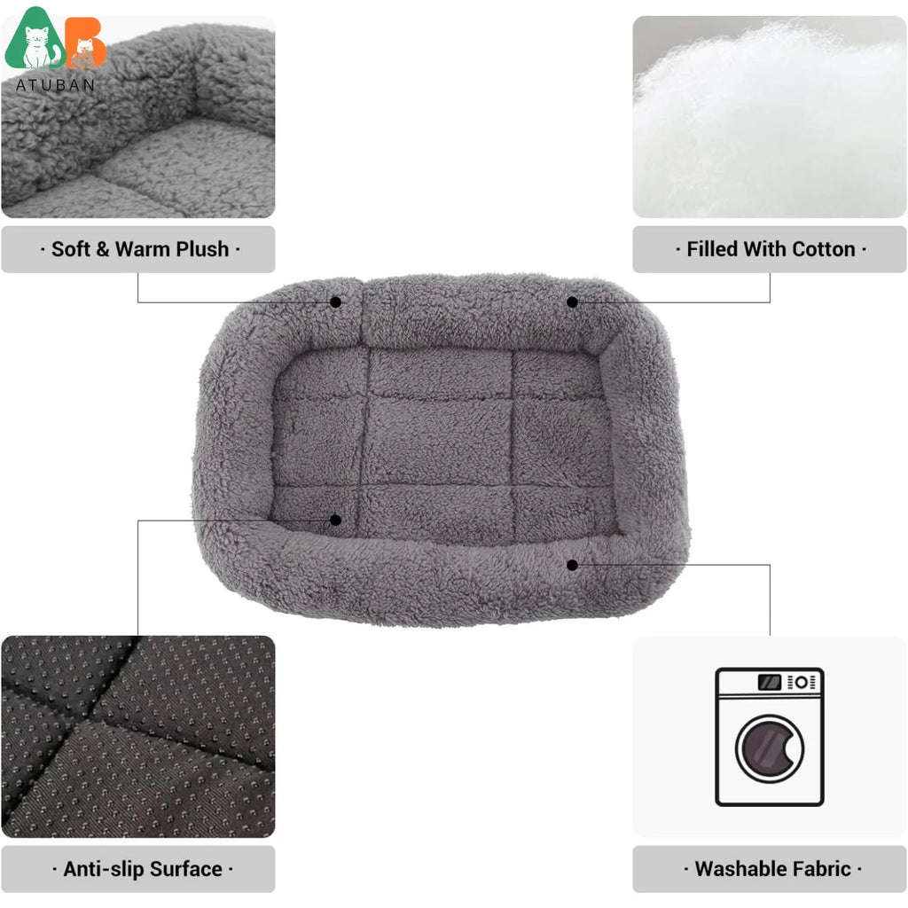 ATUBAN Cat Beds for Indoor Cats,Dog Bed Curl Sleep Plush Cushion Pillow,Non-Slip Bottom Washable Mat for Small Pet Puppy Rabbit