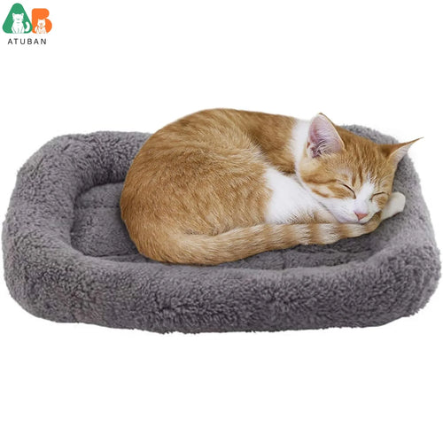 ATUBAN Cat Beds for Indoor Cats,Dog Bed Curl Sleep Plush Cushion Pillow,Non-Slip Bottom Washable Mat for Small Pet Puppy Rabbit